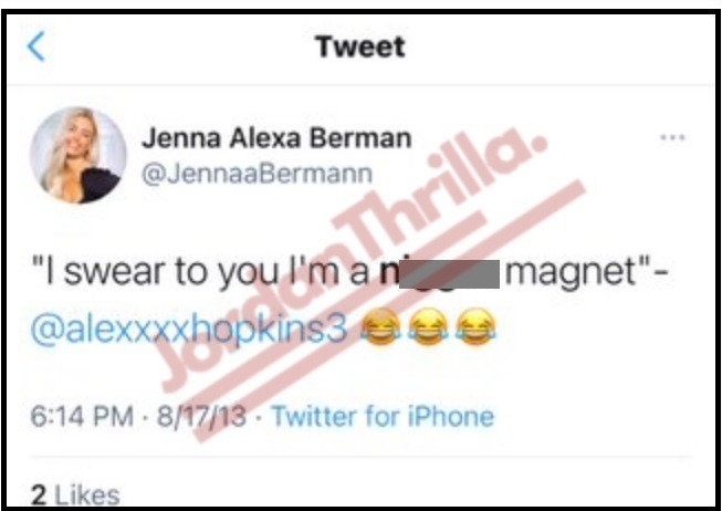 49ers Nick Bosa MAGA Girlfriend Jenna Alexa Berman Exposed as Racist Homophobe Who Uses N-Word Racial Slurs F-Word Gay Slurs and Disparages Black Women. Jenna Berman racist tweets