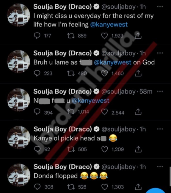 Drake Uses Soulja Boy Instagram Filter on IG Live After Soulja Boy has Mental Breakdown Dissing Kanye West Taking Him off DONDA. Drake wearing Soulja Boy glasses on Instagram after Soulja Boy dissed Kanye West. Soulja Boy challenges Kanye West to fight