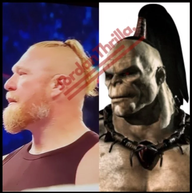 Does Ponytail Brock Lesnar Look Like Goro From Mortal Kombat? Brock Lesnar Goro look alike Summerslam