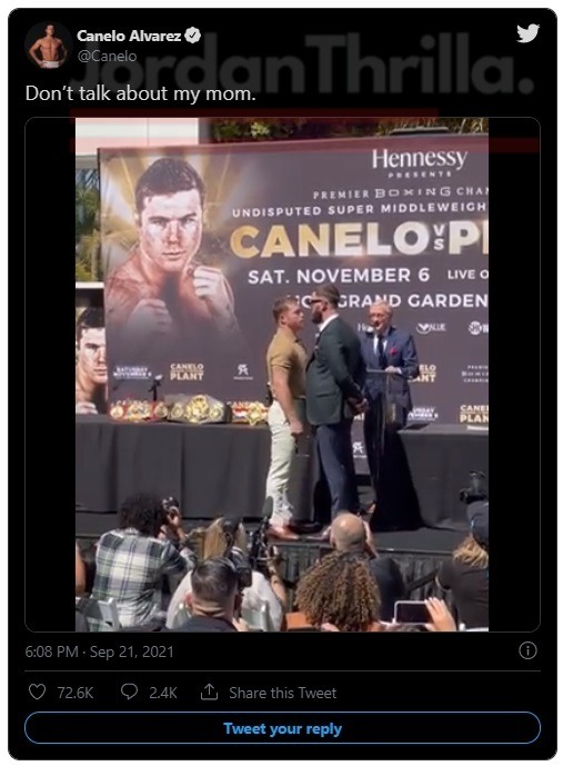 Canelo Alvarez Reveals What Caleb Plant Said Before He Punched Him in the Face During Press Conference Fight. The answer to what Caleb Plant said to Canelo Alvarez before he pushed him. Caleb Plant talked about Canelo Alvarez's mother details