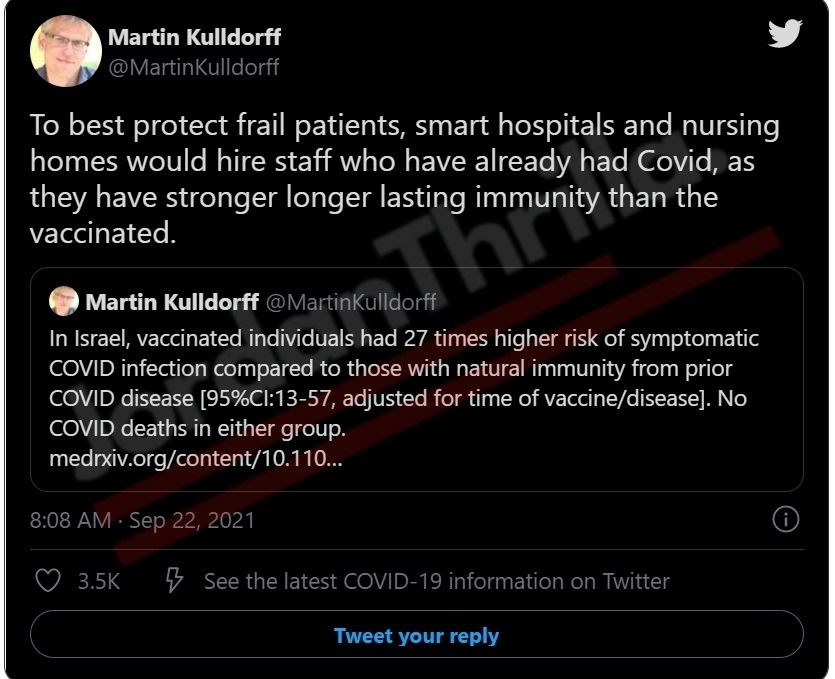 Harvard Dr. Martin Kulldorff Says People Who Caught COVID Have Better Protection Than Vaccinated People and Claims Hospitals Should Hire Nurses with Natural Immunity. Dr. Martin Kulldorff says hire nurses who had COVID to protect frail patients. Harvard Doctor Martin Kulldorff exposes COVID-19 Vaccine mandates.