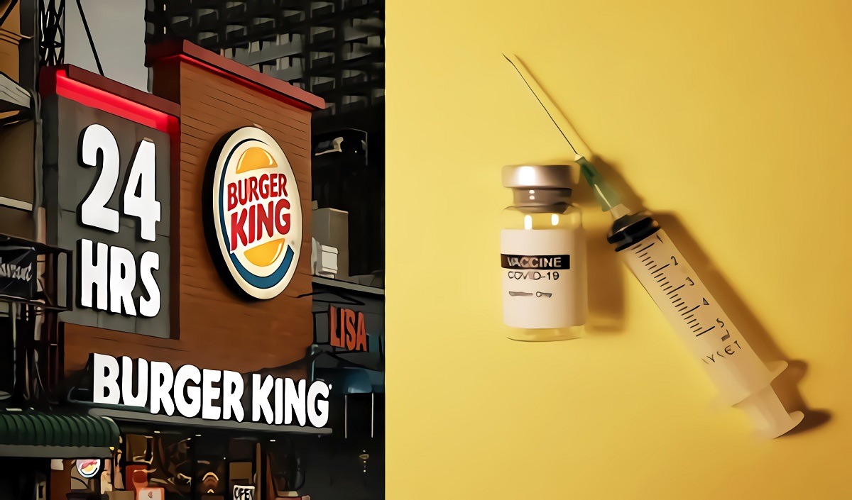 People are Clowning Burger King Requiring COVID Vaccine Card Proof to Order Food Despite Serving Unhealthy Food Poison to People. Video showing Burger King requiring COVID vaccine card to order food. Video showing Burger King denying services to unvaccinated people.