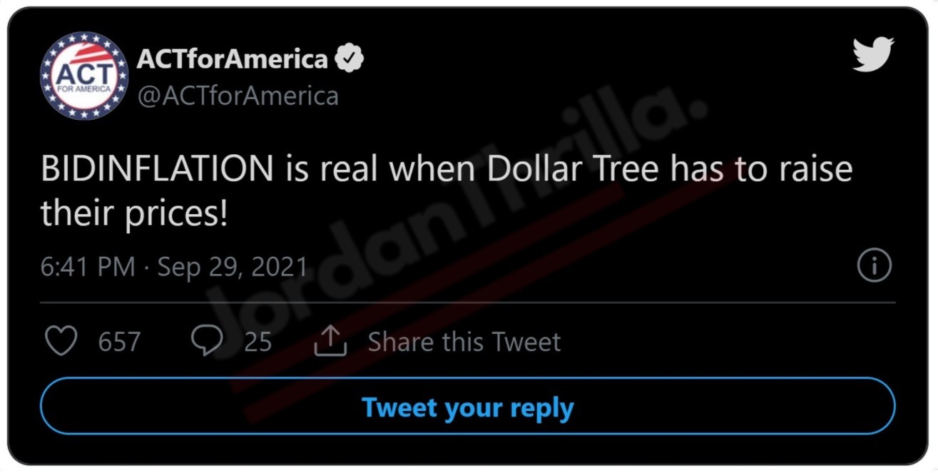 People React to Dollar Tree Announcing Everything Isn't a Dollar Anymore as Republicans Call it 'Biden Inflation' aka Bidenflation. Did "Biden Inflation" aka Bidenflation Cause Dollar Tree to Stop Selling Everything for $1 or Less? Dollar Tree is no longer selling everything in their stores for $1 or less. General Reactions to Dollar Tree Not Selling Everything for $1 Anymore. Social media reactions to Dollar Tree increasing prices.