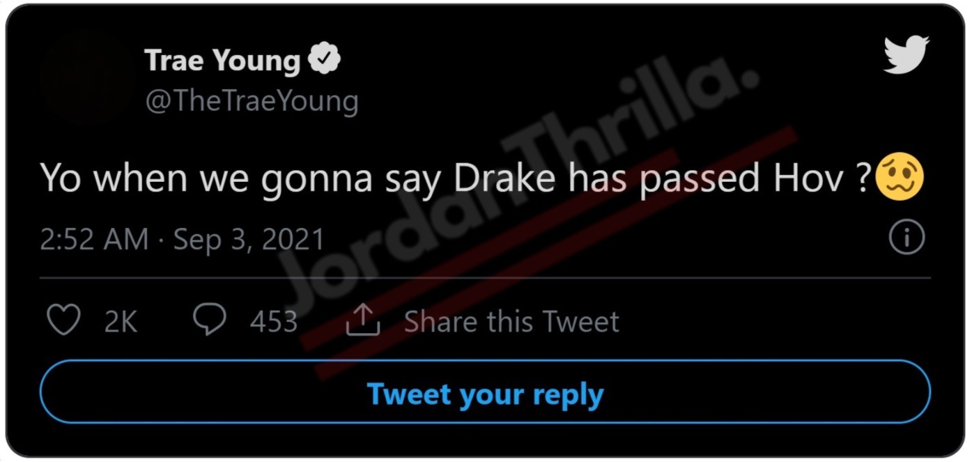 Social Media Clowns Trae Young Saying Drake is Better Than Jay Z After Listening to his CLB Album. People react to Trae Young saying Drake surpassed Jay Z because of Certified Lover Boy.