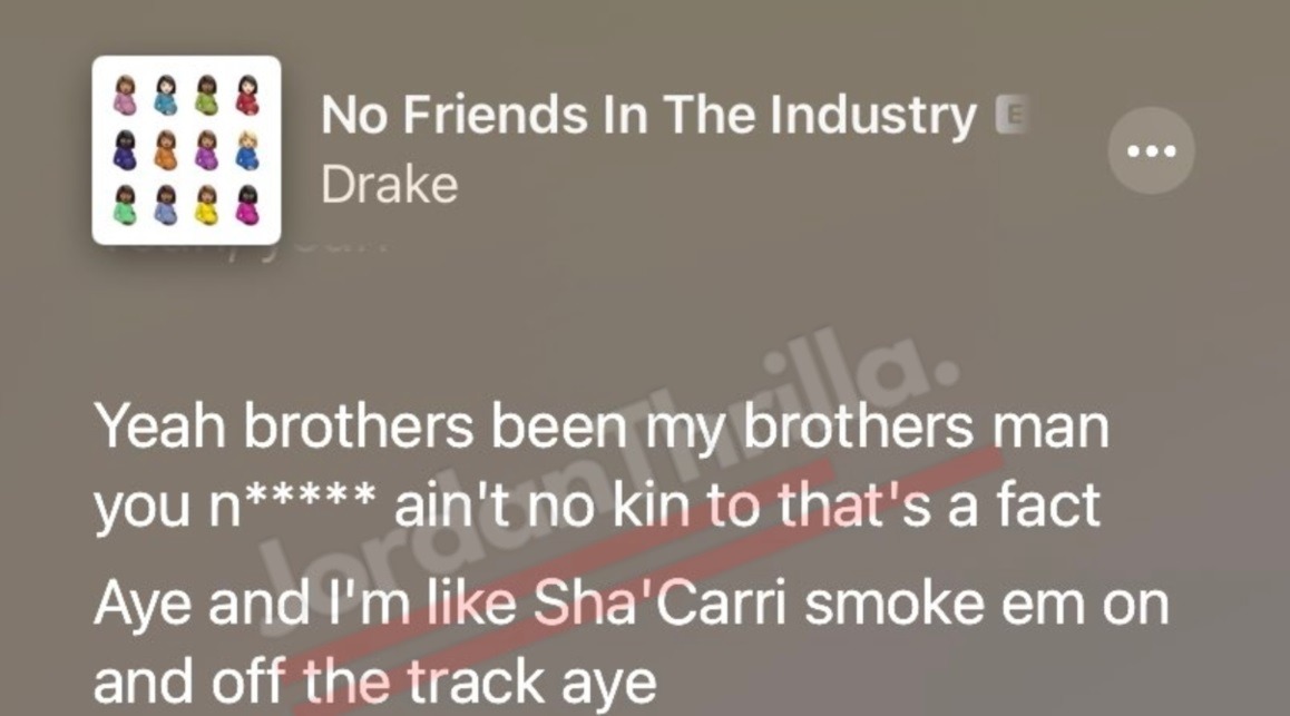 Drake's Sha'Carri Richardson Smoking Weed Lyrics on CLB 'No Friends in the Industry' Track Goes Viral. Drake mentions Sha'Carri Richardson on Certified Lover Boy. Drake's Sha'Carri Richardson line on CLB No Friends in the Industry song.