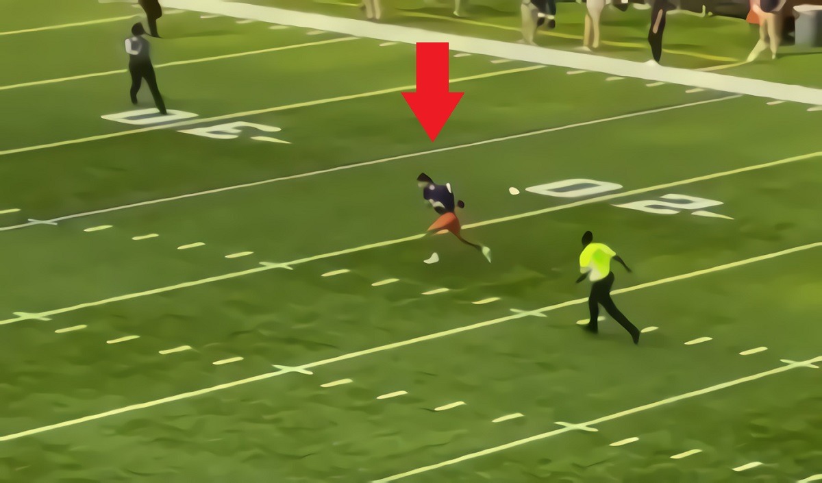 Vikings Fan Runs on Field, Does Combat Roll, and Scores Touchdown Before Security Tackles Him. Video of Vikings Fan running onto field scoring touchdown during Vikings vs Seahawks