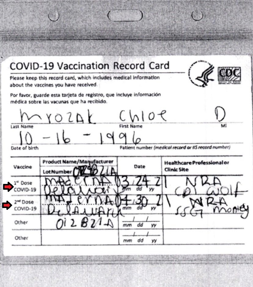 Woman Named Chloe Mrozak Arrested for Using Fake COVID-19 Vaccine Card With Moderna Misspelled as Maderna Vaccine. Illinois woman Chloe Mrozak arrested in Hawaii for Fake COVID vaccine card with Moderna spelled wrong as Maderna. Chloe Mrozak mugshot. 