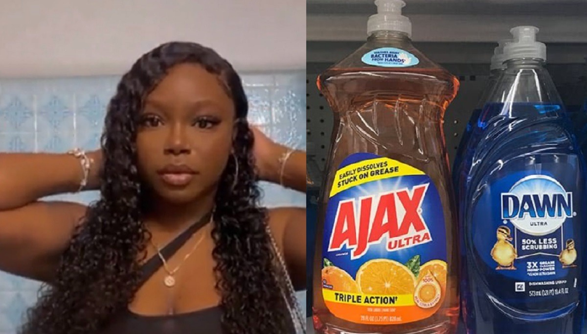 Black Woman Named Kim Goes Viral For Using Ajax Dish Soap to Take Showers After She Called Someone Broke. Twitter User 'Kimleann_' using Ajax dish soap to take showers goes viral. Woman using Ajax soap in shower caddy