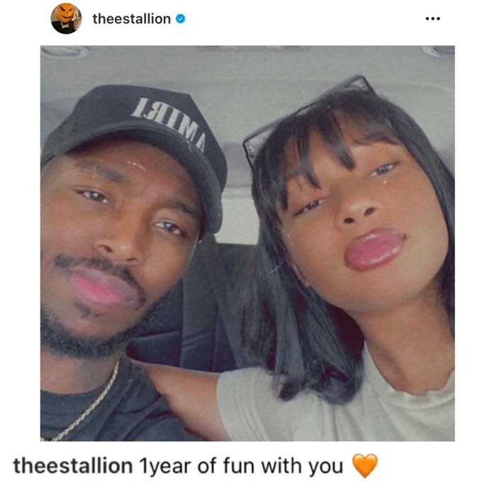 Megan Thee Stallion Kneels in Front Pardi's Groin In Steamy Photo Celebrating 1 Year Anniversary. Pardi and Megan Thee Stallion 1 year anniversary photos. Megan Thee Stallion kneels in front Pardi groin area.