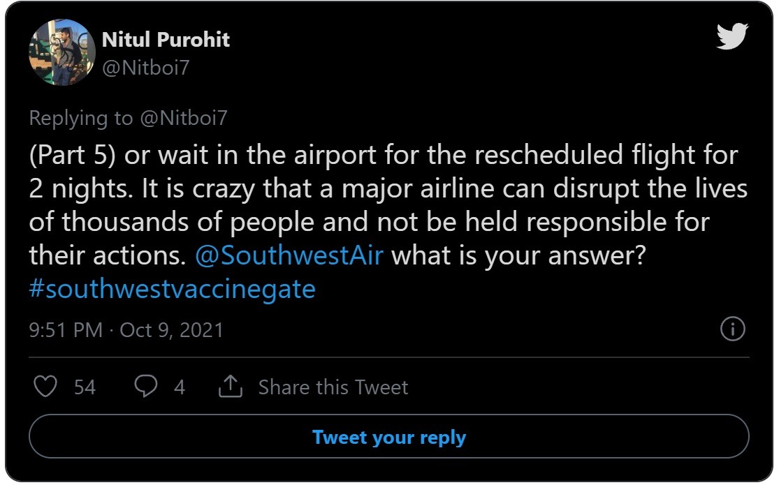 Are Southwest Airlines Pilots on Strike Due to COVID Vaccine Mandate? Twitter User Exposes Southwest Airlines Allegedly Lying About 800 Flight Cancellations. Southwest Airlines vaccine gate Over Details on why over 800 Southwest Airlines flights are cancelled