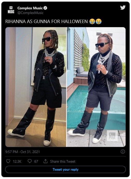 Rihanna Wins Halloween as Gunna in Dior Sweater & 'The Gunna'z' Boots –  Footwear News