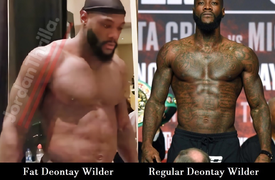 Fat Deontay Wilder Looks Twice as Big Going Into Third Fight with Tyson Fury (Fury Wilder 3). Details on Fat Deontay Wilder's Weight Gain Ahead of Fury vs Wilder 3. Fat Deontay Wilder official weight for Fury Wilder 3. Tyson Fury official weight for Fury vs Wilder trilogy fight. Tyson Fury curses out Deontay Wilder at final weigh in.