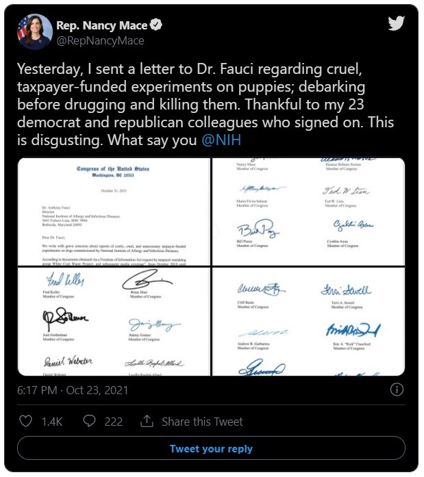 Viral photos of the dogs tortured during Dr. Fauci's alleged experiments are truly heartbreaking. Details of How Dr. Anthony Fauci Allegedly Funded Dog Experiments That Tortured Beagle Puppies to Death After Slitting Their Vocal Cords. Details of the Dog Experiments Dr. Anthony Fauci Funded that Abused Beagle Puppies to Death. Reactions to the Dr. Fauci animal abuse allegations. Leaked Dr. Fauci Email to Francis Collins. Nancy Mace Letter to Dr. Fauci Details.