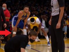 Deja Vu? Stephen Curry Slips on Drink Spill in Front Floyd Mayweather and Injure...
