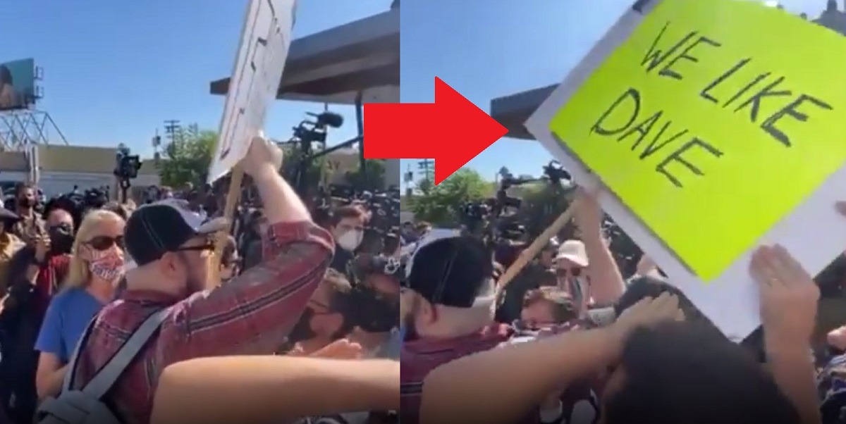 LGBTQ and Transgender Protesters Attack Man Holding 'We Like Dave Chappelle' Sign During Anti-Dave Chappelle Netflix Walkout Protest