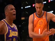 Devin Booker Does 'Rock the Baby' Taunt to ETHER Russell Westbrook With His Own ...