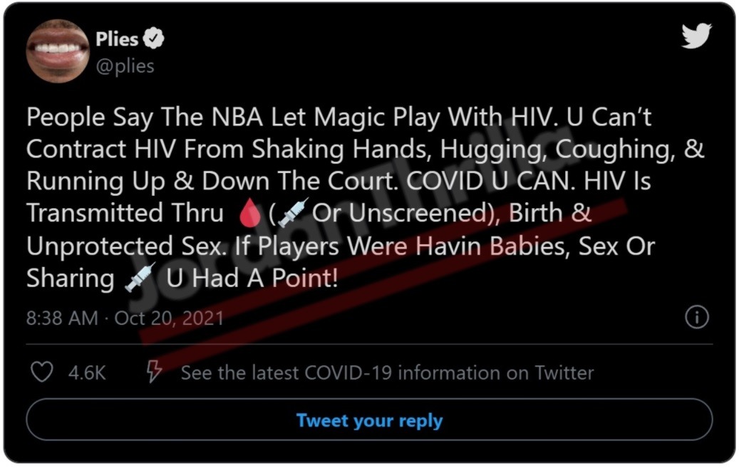 Was Rapper Plies Paid to Promote COVID-19 Vaccine Propaganda to Black Community? Plies reacts to COVID vaccine mandates. Plies reacts to people comparing Magic Johnson HIV to COVID-19. This History of Tactics Used to Promote COVID Vaccine Propaganda to Black People