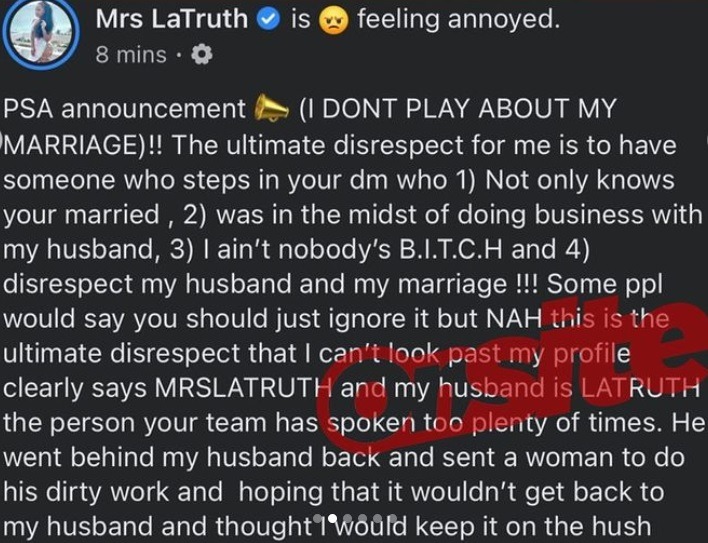 Details on DaBaby Getting Exposed for Trying to Smash His Business Partner's Wife Mrs LaTruth. Details on DaBaby trying to smash married woman Mrs. LaTruth while working with her husband. Mrs. LaTruth exposes DaBaby in her DMs.