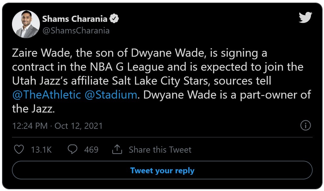 Zaire Wade Skipping College to Go Pro? Dwyane Wade son Zaire Signs Contract with Utah Jazz G League Team. Details on Zaire Wade signing with NBA G-League team Salt Lake City Stars