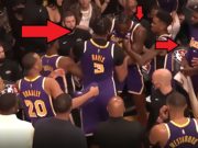 Anthony Davis Fights Dwight Howard in Lakers Huddle Pushes Him into the Crowd During Lakers vs Suns