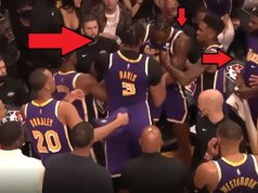 Anthony Davis Fights Dwight Howard in Lakers Huddle Pushes Him into the Crowd Du...