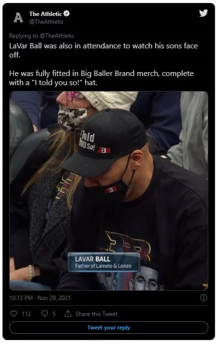 People Apologize to Lavar Ball After Realizing He Really Did Tell You So While Wearing an 'I Told You So' BBB Hat During Hornets vs Bulls
