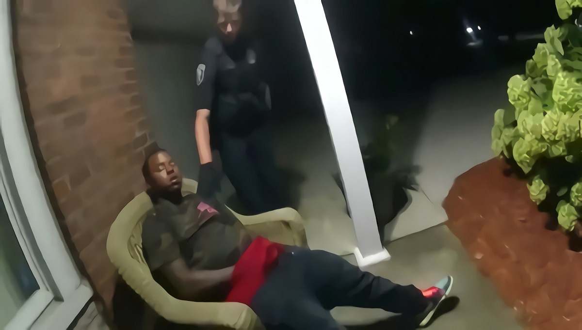 Viral Video Shows Man Waking Up to Police Arresting After Falling Asleep on Stranger's Porch With his Hands Down His Pants. Mahon Dr. sleeping man on porch arrest video.