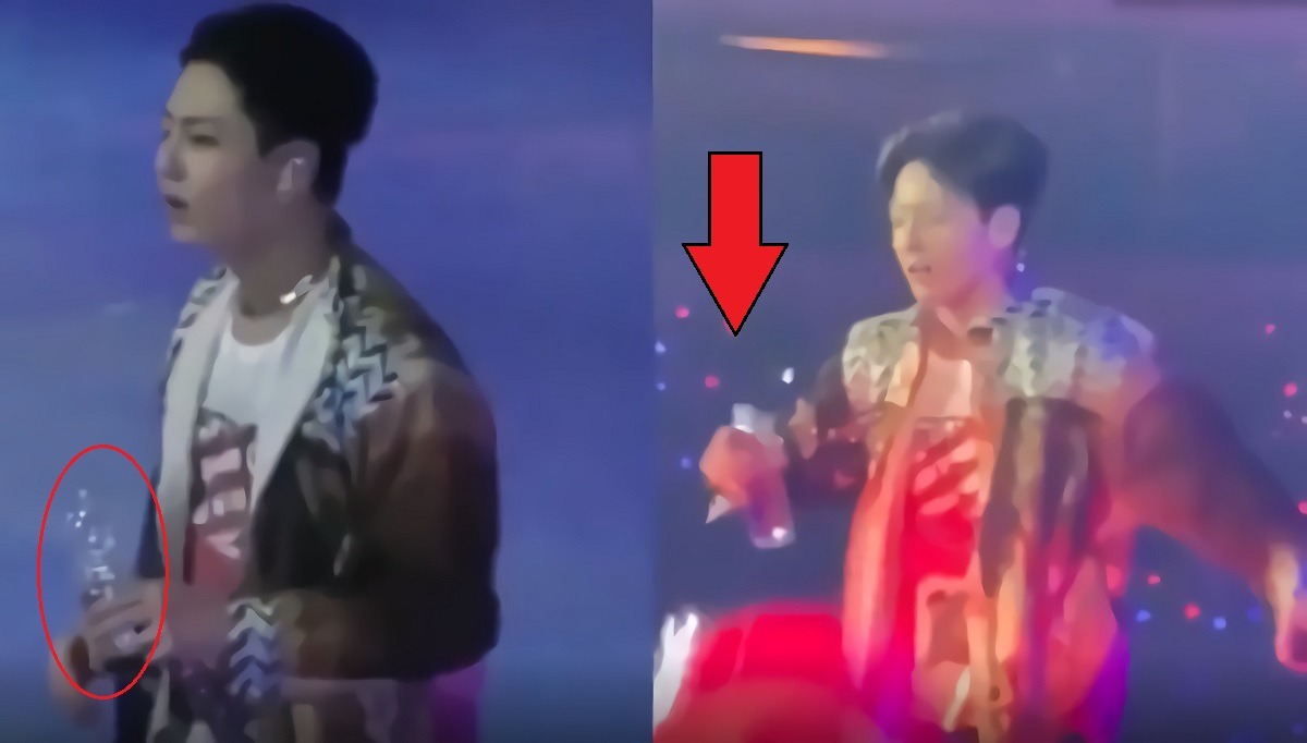 Videos of BTS Jungkook Mistaking his Water Bottle As His Microphone During BTS Permission to Dance on Stage Goes Viral
