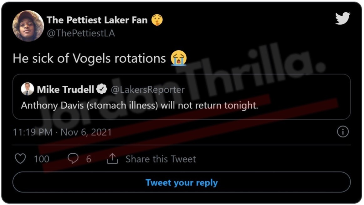 Ruthless Social Media Clowns Anthony Davis Throwing up 4 Times Before and During Lakers Loss to Trail Blazers. Social Media Reacts to Anthony Davis Throwing Up 4 Times Before Lakers vs Blazers. Frank Vogel Details Why Anthony Davis was Throwing Up Four Times Before and During Lakers Loss to Trail Blazers