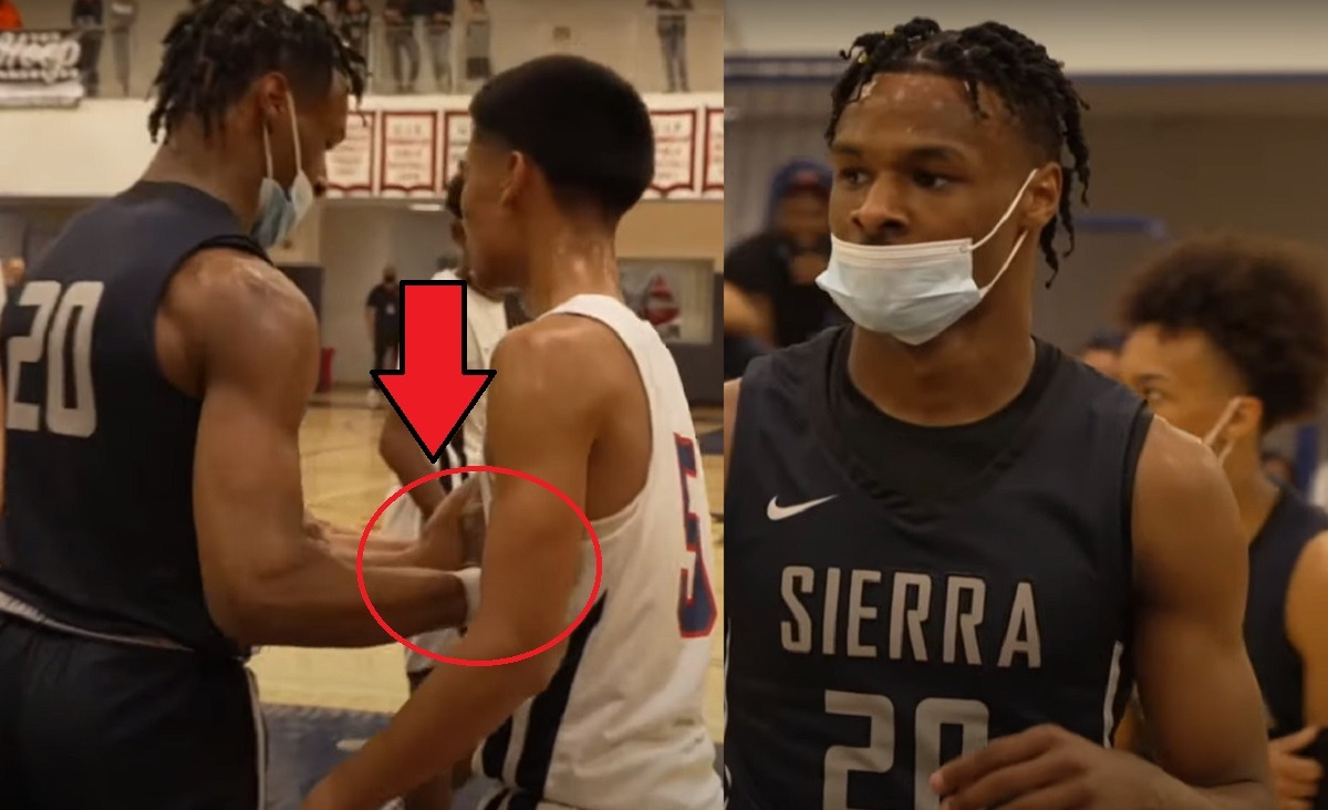 Bronny James Almost Fights Number 5 Nico Reyes and Gets Shot Blocked in First Game as Junior . Bronny James first game as a junior at Sierra Canyon. Bronny James fighting Number 5 Nico Reyes during Sierra Canyon vs Montgomery Aztecs