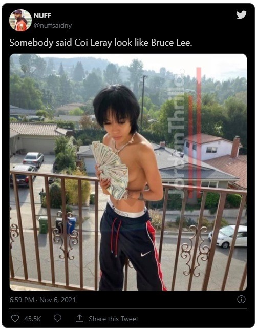 Does Coi Leray Look like Bruce Lee? Here is Why People are Calling Coi Leray a Female Bruce Lee. Details on Why People are Comparing Coi Leray to Bruce Lee.
