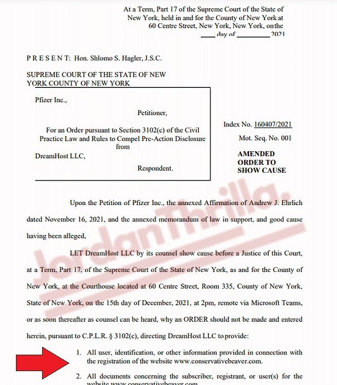 Was Conservativebeaver Website Shut Down After Pfizer Demanded Dreamhost Reveal Identity of Owner in Leaked Court Documents? Conservativebeaver.com Shut Down after Pfizer CEO Demands Dreamhost Reveal Identity of Website Owner in Leaked Court Documents. leaked court documents show Pfizer CEO is now demanding Dreamhost reveal the identity of Conservativebeaver.com website owner. Photo of Error 526 when going to conservativebeaver.com after Pfizer CEO Albert Bourla lawsuit.