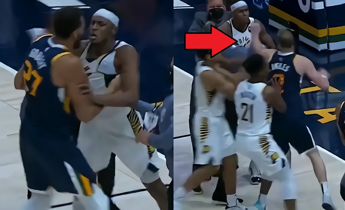Rudy Gobert Fights Myles Turner Then Joe Ingles Tries to Punch Myles Turner in Massive Brawl During Jazz vs Pacers