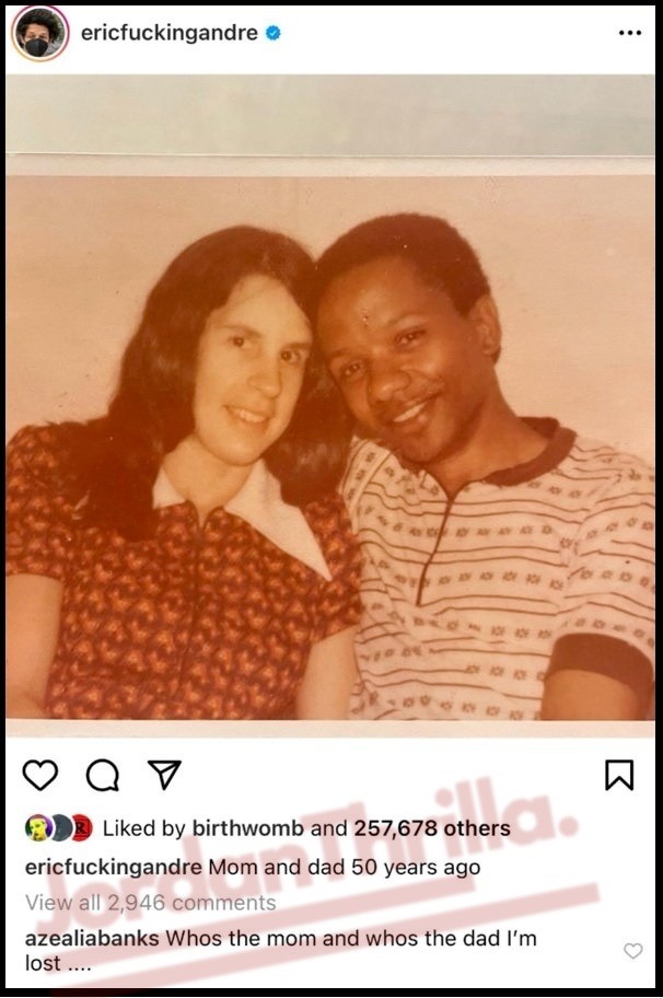 Azealia Banks Subliminally Says Eric Andre's Mom Looks Like a Man with Disrespectful Comment on Instagram. Is Azealia Banks Dissing the Jewish Community By Saying Eric Andre's Mom is a Man?
