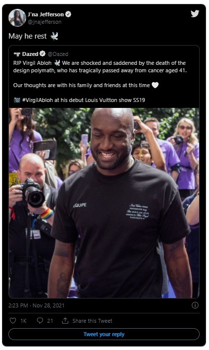 What Type of Rare Cancer Did Virgil Abloh Have? Celebrities and BTS React to Virgil Abloh Dead at 41 From Rarest Type of Cancer. According to reports Virgil Abloh had heart cancer. Why is Heart Cancer So Rare? BTS and Celebrities React to Virgil Abloh Death. Virgil Abloh's Legacy in Hip-Hop