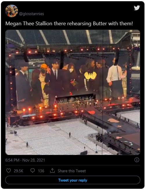 Namjoon Pushing Jungkook Out the Way To Get Next Megan Thee Stallion During BTS Permission to Dance on Stage Goes Viral. Namjoon Pushing Jungkook To Get Closer to Megan Thee Stallion During BTS Permission to Dance on Stage in Los Angeles Goes Viral. Namjoon and Jungkook fighting over Megan Thee Stallion on stage in Los Angeles. BTS bringing out Megan Thee Stallion on stage before Namjoon pushes Jungkook.