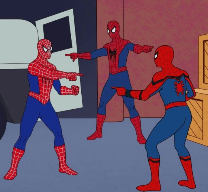 Viral Video Shows How a Spider-Man No Way Home Meme Halloween Costume Was Pulled Off Flawlessly. How 4 People Pulled Off a Spiderman No-Way Home Meme Halloween 2021 Costume. Spider-Man meme costume for Halloween. A viral video shows 4 men dressed in a Spider-Man meme costume for Halloween 2021. The Spider-Man No Way Home trailer meme costume is comprised of 4 separate Spider-Man costumes. To complete the look you have stand in an outdoor area, and start pointing at the people wearing the other three parts of the costume. Once you do those two things all 4 people become a Spider-Man No Way Home meme costume for Halloween.