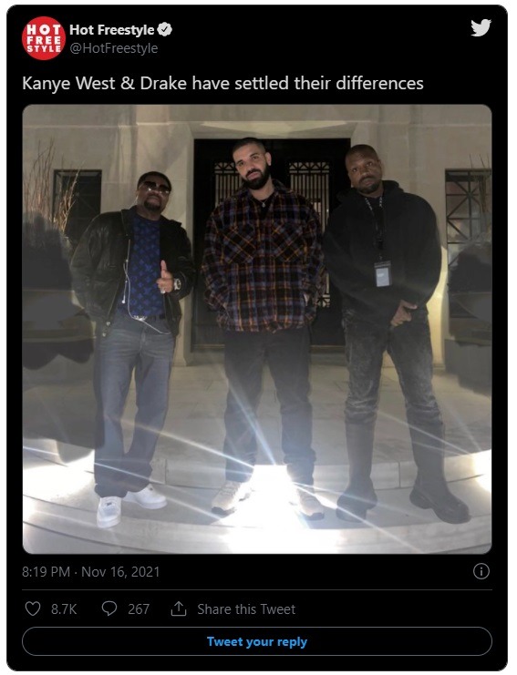 Did Kanye West and Drake Fake Beef? Video of Drake and Kanye Squashing Their Beef By Dancing to 'Knife Talk' Together Sparks Conspiracy Theory. Social Media Reacts to Drake and Kanye West Squashing Their Beef By Listening to Knife Talk Together. Did Kanye West and Drake Fake Their Beef? Drake and Kanye West end beef details.