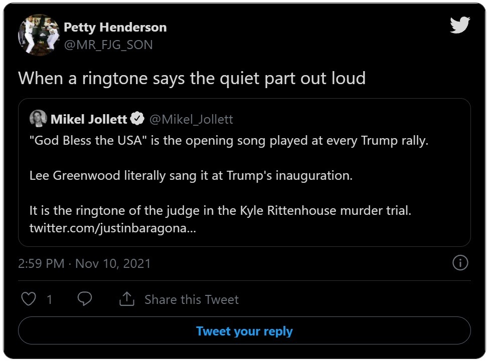 Was Judge Bruce Schroeder Phone Ringtone Playing Trump Anthem During Kyle Rittenhouse Trial Because He's a Trump Supporter? Did Judge Bruce Schroeder Phone Ringtone Play Trump Anthem Song During Kyle Rittenhouse Trial Because He's a Trump Supporter? Judge Bruce Schroeder's cellphone playing the Lee Greenwood song 'God Bless the USA'. Is Judge Bruce Schroeder Being a Trump Supporter A Conflict of Interest in Kyle Rittenhouse's Trial?