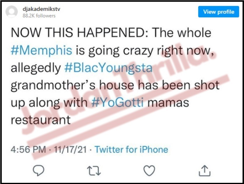 Was Blac Youngsta Grandma House Shot Up and Yo Gotti Mom Restaurant Shot Up in Retaliation for Young Dolph Shooting? Did Blac Youngsta and Yo Gotti Murder Young Dolph? Details on Blac Youngsta grandmother house shooting. Details on Yo Gotti mother restaurant shooting. Social Media reactions to Blac Youngsta grandma shooting.