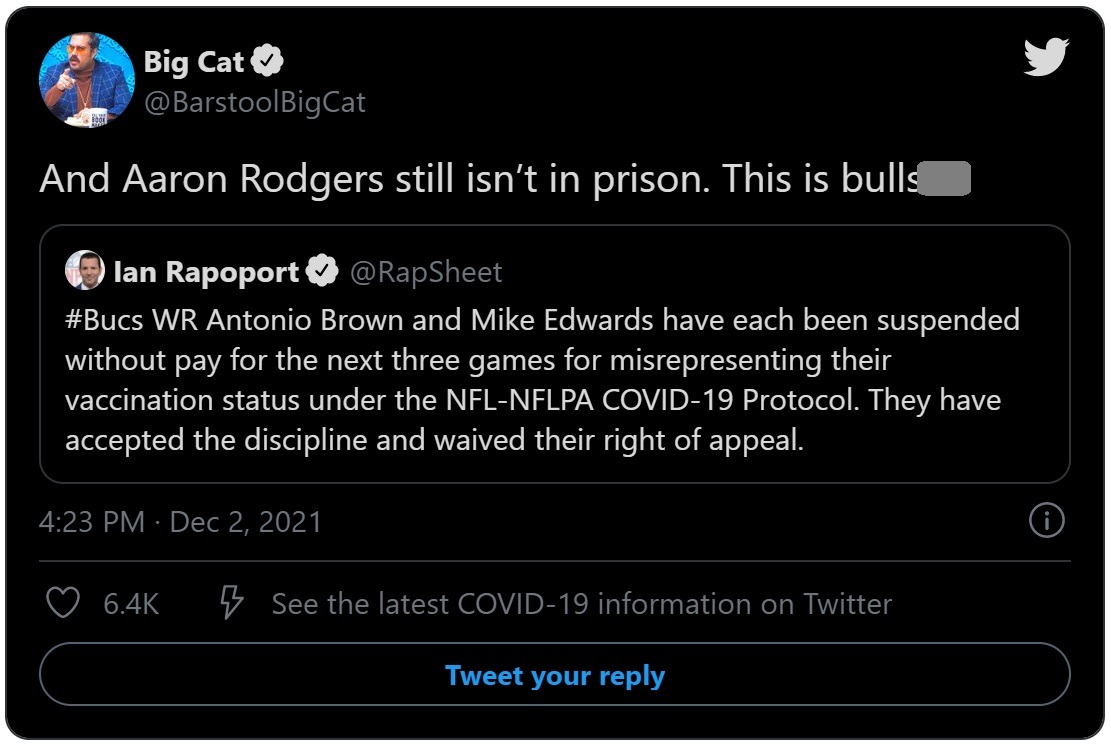 People Think NFL is Racist for Suspending Antonio Brown for Fake Vaccination Card But Only Fining Aaron Rodgers. Why Was Antonio Brown Suspended for Using a Fake Vaccination Card, But Aaron Rodgers Fined for Lying about COVID Vaccination Status?