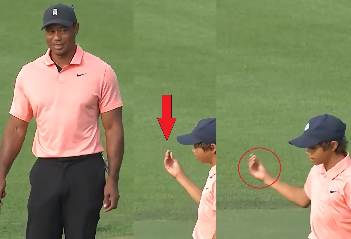 People are Mad at Charlie Woods' Money Gesture Taunt Towards his Dad Tiger Woods at Father/Son Challenge PNC Championship. Charlie Woods' 'Give me the Money' Gesture Taunt at His Dad Tiger Woods During PNC Championship Father/Son Challenge Sparks Controversy