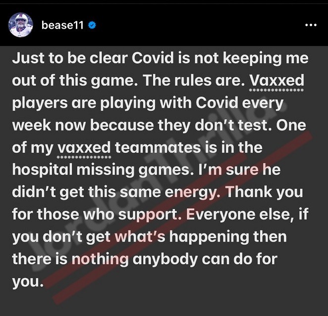 Cole Beasley Explains Why Vaccinated NFL Players are Playing in Games While Infected with COVID-19 Allegedly. Cole Beasley tests positive for COVID-19 and rants on social media