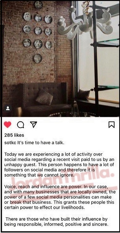 SOT Bar Responds to Jackson Mahomes' Comments and Reveals What Happened. SOT Bar Roasts Jackson Mahomes with Diss Letter Accusing him of Trying to Crush a Small Business. Picture of sotkc interior.