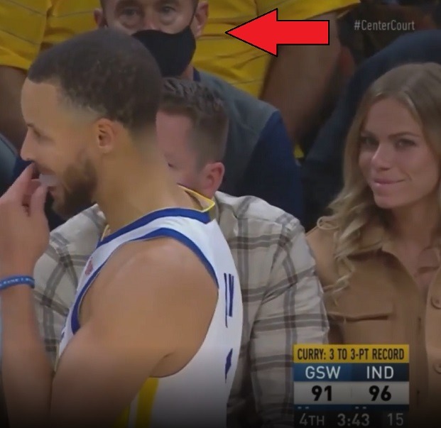 Pacers Fan Man's Wife Biting Her Lips at Stephen Curry During Pacers vs Warriors Sparks Divorce Rumors. Pacers fan woman eye smashing Stephen Curry with her husband beside her.