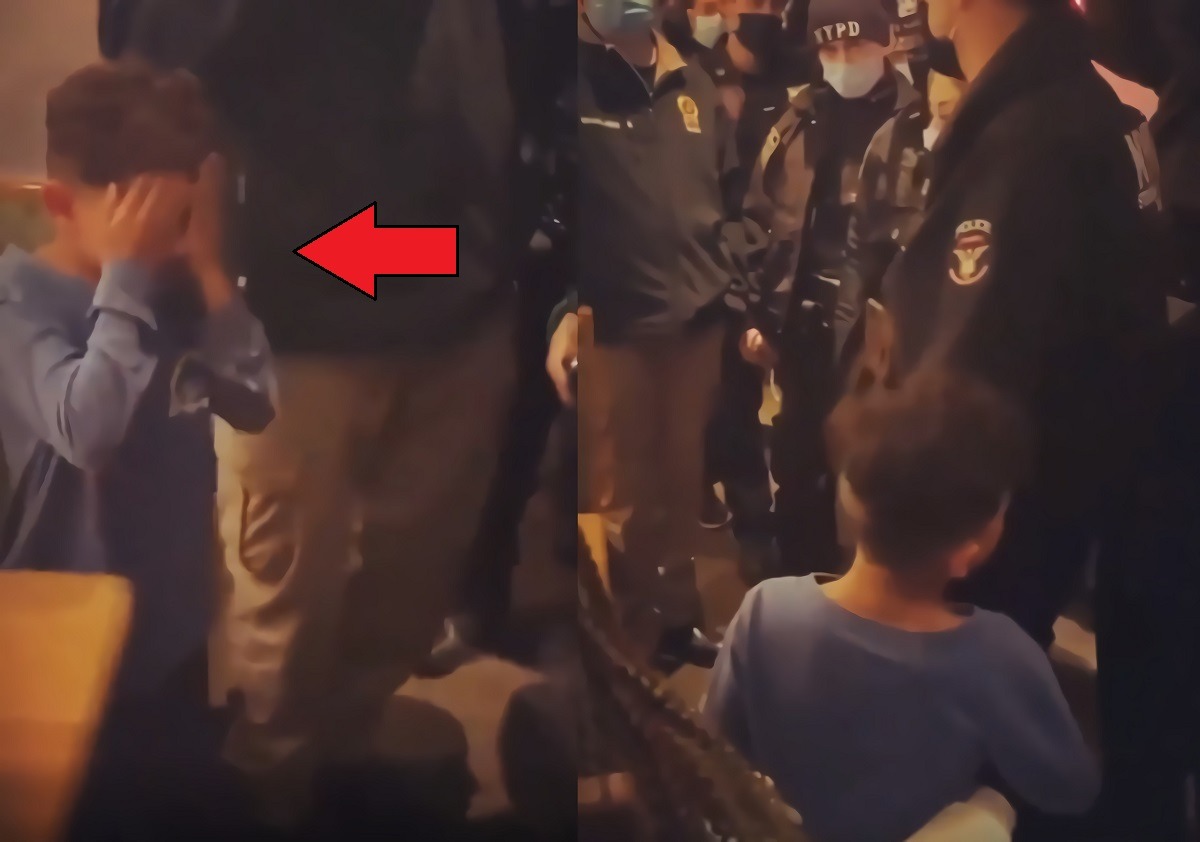 Video Shows NYPD Kicking 5 Year Old Kid Out NY Restaurant for Not Being Vaccinated. Video Shows NYPD Kicking Unvaccinated 5 Year Old Kid Out of New York Restaurant While He Was Eating with His Family