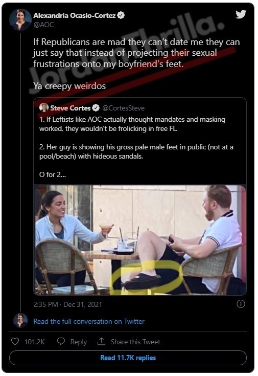 Here's Why Alexandria Ocasio-Cortez Accused Republicans of Wanting to Have to Sex with Her Making Hashtag #AocMeltdown (AOC Meltdown) Go Viral. Riley Roberts' feet in sandals clowned by Steve Cortes.