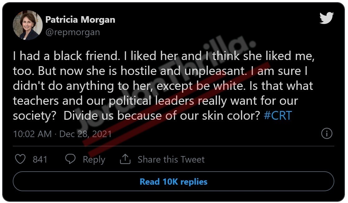 Details on Why Hashtag #IHadAWhiteFriend (I had a White Friend) Trending After R.I. Representative Patricia Morgan Says She Lost a Black Friend to Critical Race Theory