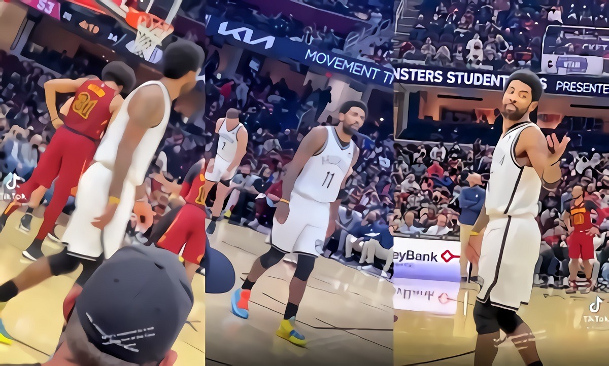 Kyrie Irving Calls Cavaliers Fans 'Ungrateful' In Response to Heckler During Nets Loss to Cavs.
Cavaliers fan heckling Kyrie Irving.