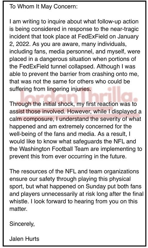 NFL Exposed For Fixing FedEx Field Collapsed Railing with Zip Ties After Jalen Hurts Emotional Letter Asking for a Real Response 